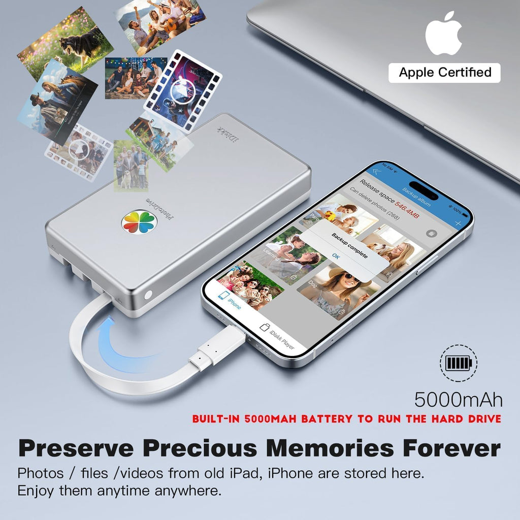 iDiskk App-le Certified 500GB External Hard Drive for iPhone Android Phone - Image 5