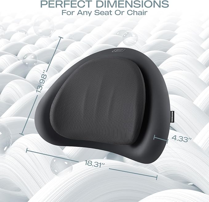 Skechers Lumbar Pillow Premium Memory Foam,Double-Layer-Office Chair Cushion for Tailbone Pain Relief,Butt Pillow for Office Chair,Car seat Cushion,Long Sitting Office Workers,and Car Drivers,Black - Image 5