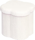 B FSOBEIIALEO Storage Ottoman Cube, 15" Flower Shaped Ottomans, Cream White by B FSOBEIIALEO