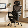 MALOL Ergonomic Mesh Office Chair with Footrest, Executive High Back Computer Desk Chair with 3D Adjustable Headrest & 5-Level Lumbar Support, Tilt Lock, 3D Arms, 300LBS, Z-Black by MALOL