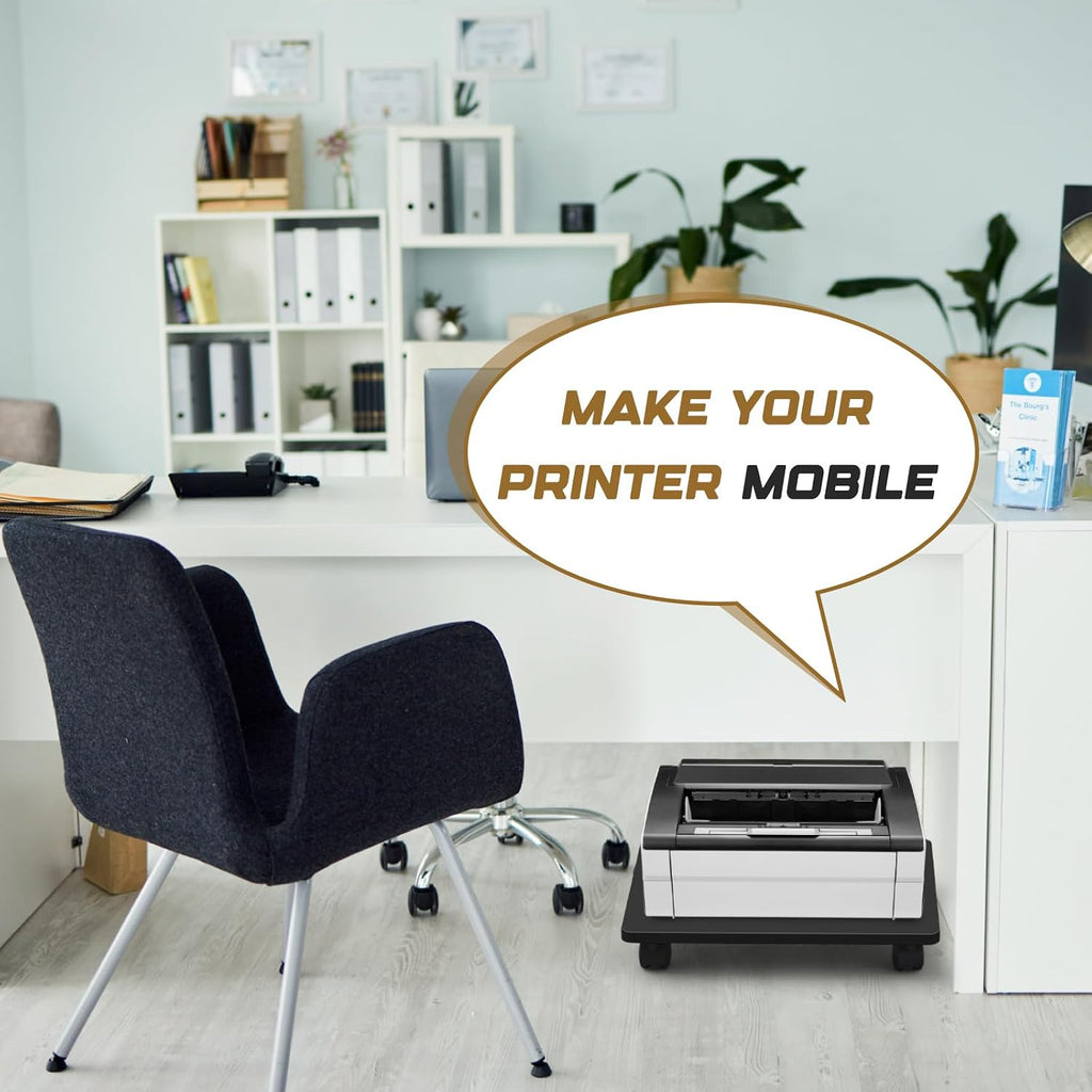Beeveer 1 Pcs Black Under Desk Printer Stand 13.8 x 11.8 x 2.4 Inches - Image 5