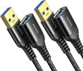 AINOPE 2 Pack USB Extensions Cable High Speed USB 3.0 Extension Cord Type A Male to Female Sturdy Braided Material Fast Data Transfer Compatible with USB Keyboard,Mouse,Flash Drive,Black,10FT+10FT by AINOPE10yearsforphoneaccessories