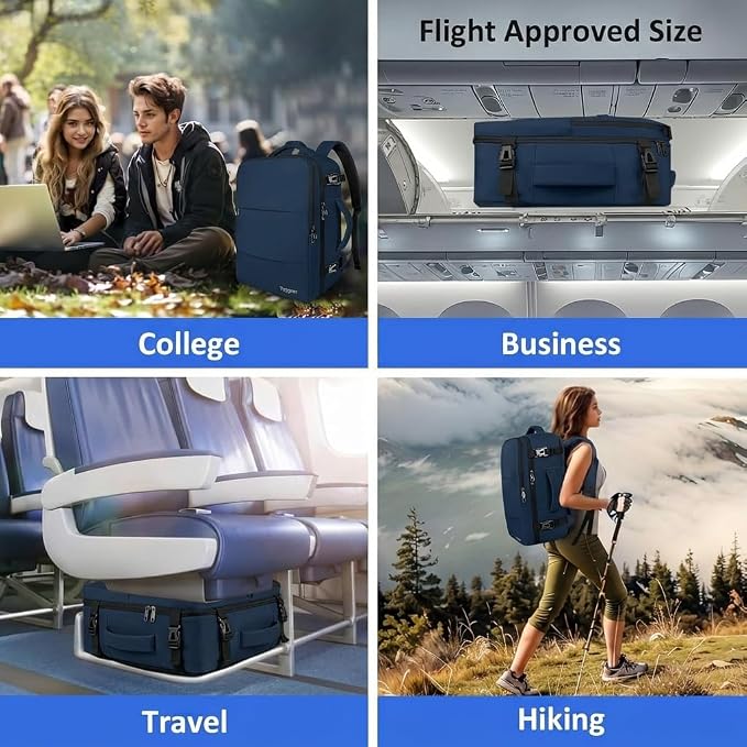 Taygeer Carry On Backpack, 35L Travel Backpack for Women Airline Approved | Laptop Bag with Water Bottle Pocket & Shoe Pouch, Personal Item Mochila for College Business Trip Weekender, Dark Blue - Image 9