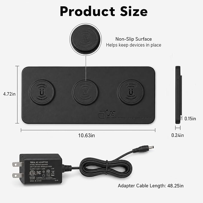 3 in 1 Magnetic Wireless Charger Pad for iPhone 17/16/15/14/13/12 Series, Fast Wireless Charging Station for AirPods 4/3/2 Pro, Raised Charging Pods Design, Magnetic Charging Mat with 24W Adapter - Image 4