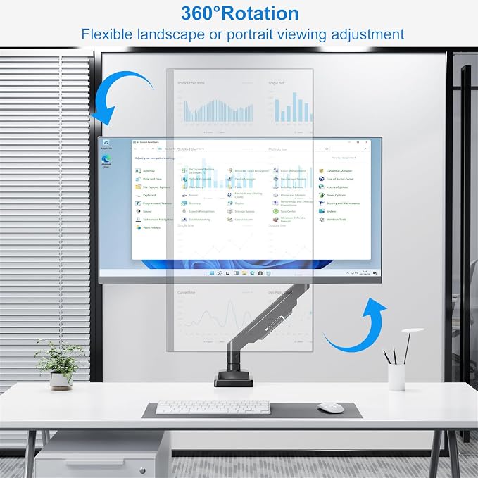 Single Monitor Mount for Max 43" Ultrawide Computer Screens | Hold up 2.2-33lbs Premium Monitor Arm Full Motion Gas Spring Heavy Duty Desk Mount Adjustable VESA Mount 75x75/100x100mm - Image 6