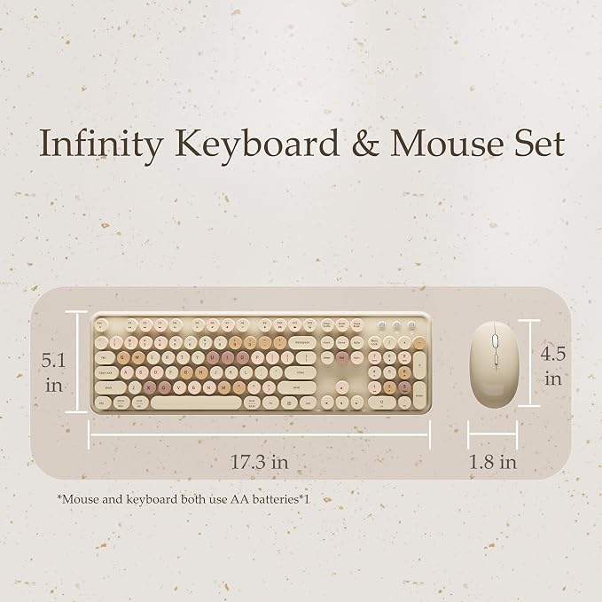 Colorful Wireless Keyboard and Mouse Combo Milk Tea Colorful | Full-Sized Office Keyboard with Typewriter Flexible Keys, 2.4GHz Dropout-Free Connection, Optical Mouse for PC Laptop - Image 6