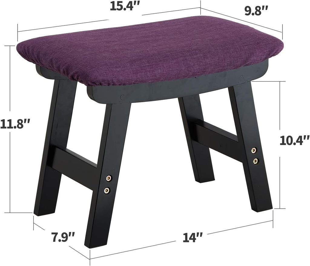 Foot Stool Ottoman Foot Rest Under Desk,Small Stool for Living Room, Bedroom and Kitchen (Black Legs - Purple Stool Surface) - Image 2