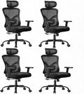 NOBLEWELL Ergonomic Office Chair with Padded Lumbar Support, 2D Headrest, Adjustable Armrests, Upgraded Contoured Seat Cushion, 130° Rocking Tilt, Computer Gaming Chair for Home Office, Pack of 4 by NOBLEWELL