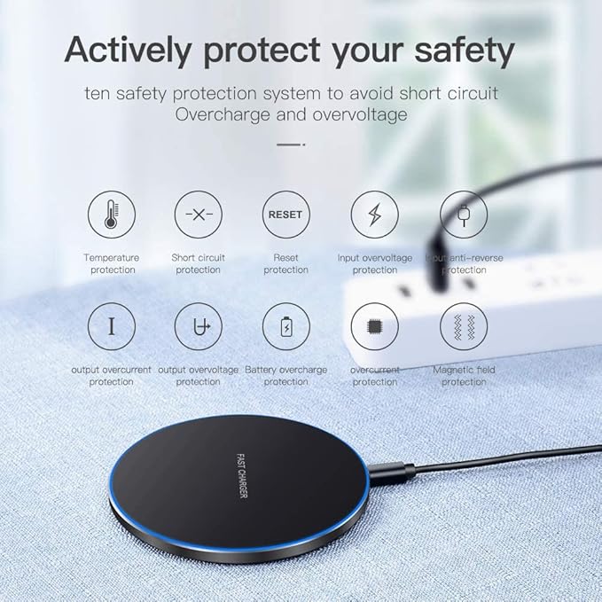 20W Fast Wireless Charger Pad,USB-C Wireless Phone Charging Station | Metal Frame Design,[20W SUPER Fast Charging] Wide Compatible with iPhone 17-11/Airpods,Samsung Galaxy/Buds,LG/Pixel -Black - Image 2