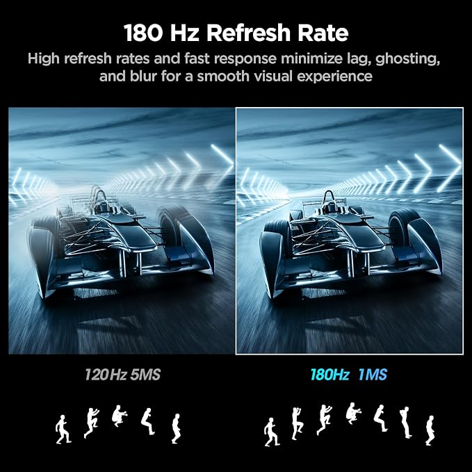 KOORUI 27 Inch Curved Gaming Monitor QHD 180Hz, 1ms 1500R VA Display | 2560×1440 Monitor, Adaptive Sync, 4000:1 Contrast, 90% DCI-P3, Eye Care, HDMI×2 and DP, VESA, FPS & Console Gaming - Image 3