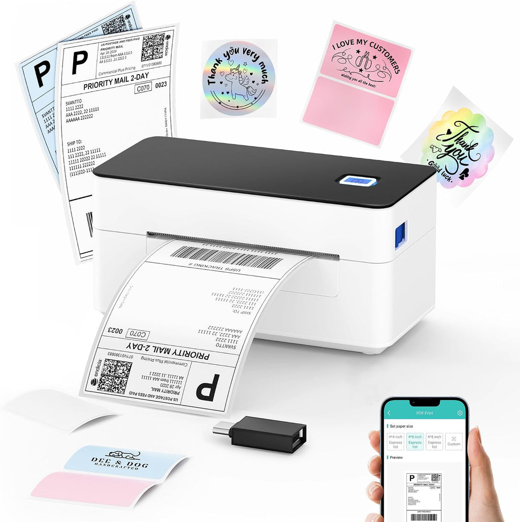 SVANTTO Bluetooth Shipping Label Printer 4x6, Wireless Thermal Label Maker by SVANTTO