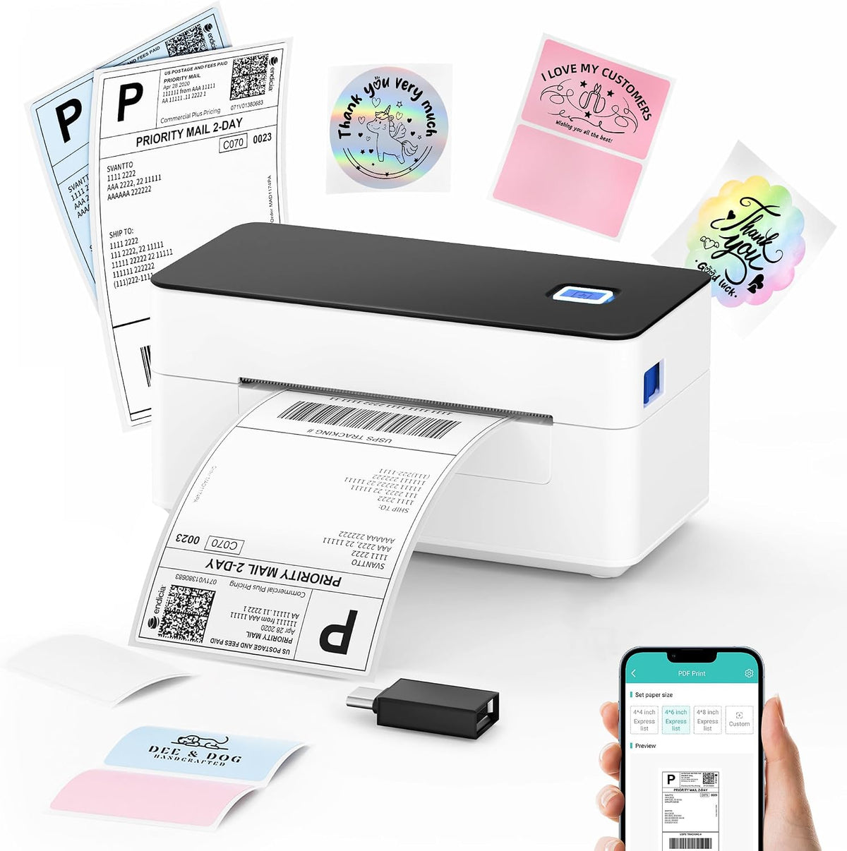 SVANTTO Bluetooth Shipping Label Printer 4x6, Wireless Thermal Label Maker by SVANTTO