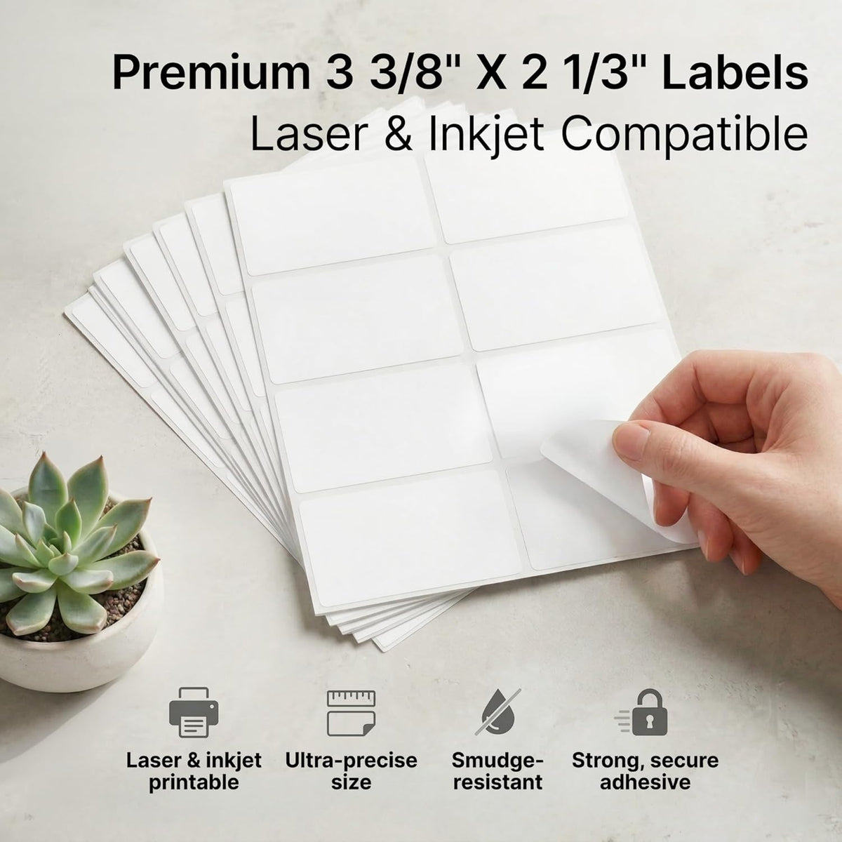 2 1/3" X 3 3/8" Matte White Printable Labels (30 Sheets, 240 Stickers) - Image 3