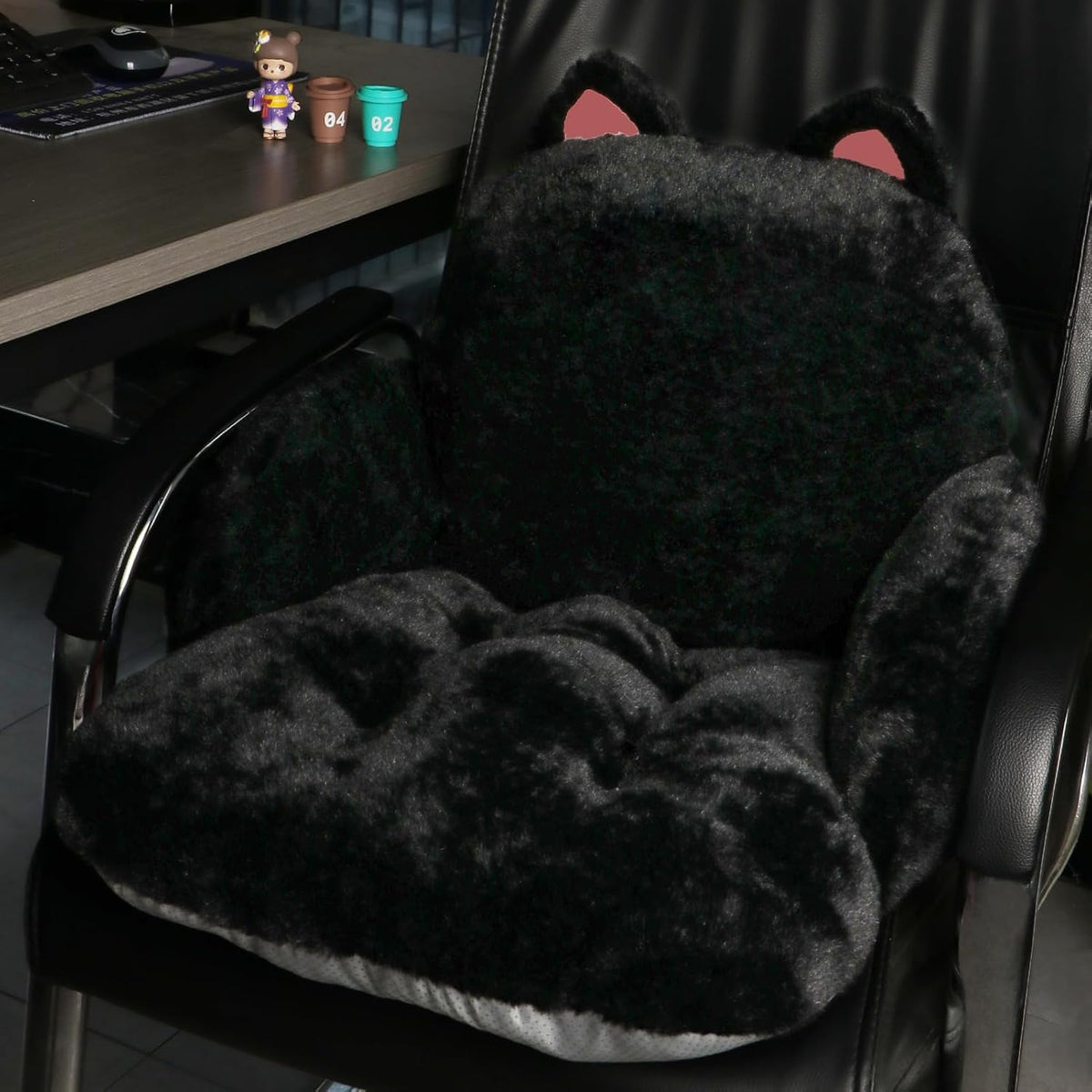 Cute Chair Cushion, Chair Pillow for Gaming, Black Cat, 17x16.5 in - Image 7
