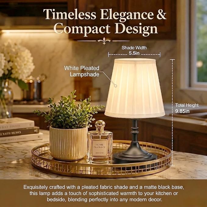 Balck Small Cordless Table Lamp Rechargeable - Kitchen Countertop Tabletop | Touch Lamp｜ Mini Lamp｜Restaurant Table｜Bookshelf | Counter Top ｜Wireless ｜Vintage｜Home Decor | Farmhouse Boho - Image 5