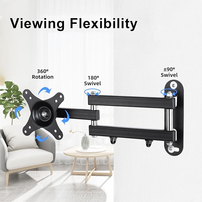 Suptek TV Wall Mount Swivel Tilt Rotation Full Motion Adjustable Articulating for Most 15-32 inch LED, LCD Monitor Wall Mount VESA 75,100, 2 Packs (MA2720-2) - Image 7
