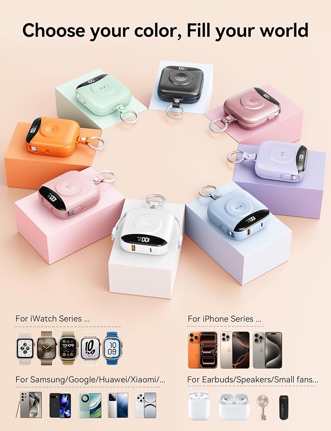 Portable Charger 10000mAh 22.5W Power Bank Built-in 2 Cables Keychain | Charge 5 Devices, TSA approved, Travel Fast Charging Battery Pack for iPhone Samsung Google Android & iWatch Charger, Orange - Image 13