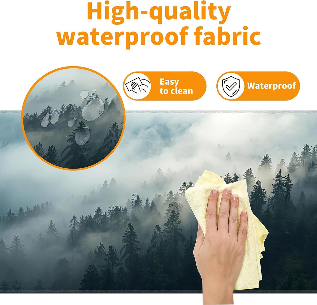 Misty Forest Mouse Pad,XL 31.5"x11.8" Big Gaming Mousepad,Large Extended Mouse Mat,Non-Slip Rubber Base Waterproof with Stitched Edges for Gaming Office Home - Image 4
