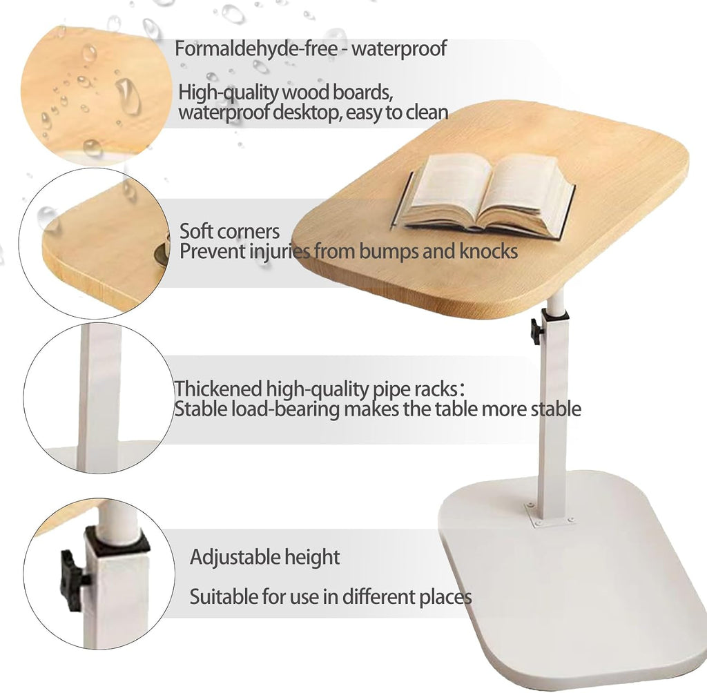 2 Set Pedestal Adjustable c Table for Small Spaces，C Shaped End Table Desktop can Turn 360° and the Height of the Sofa Small TV Tray Table Can be Adjusted for Couch - Image 4