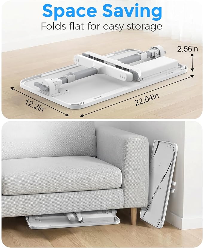 HETTHI Laptop Bed Tray Table, Adjustable Sturdy Laptop Stand for Bed with Premium Materials, Folding Portable Lap Desk with Drawer for Writing Working Reading Eating Couch Floor (Marble, 22.04"×12.2") - Image 6