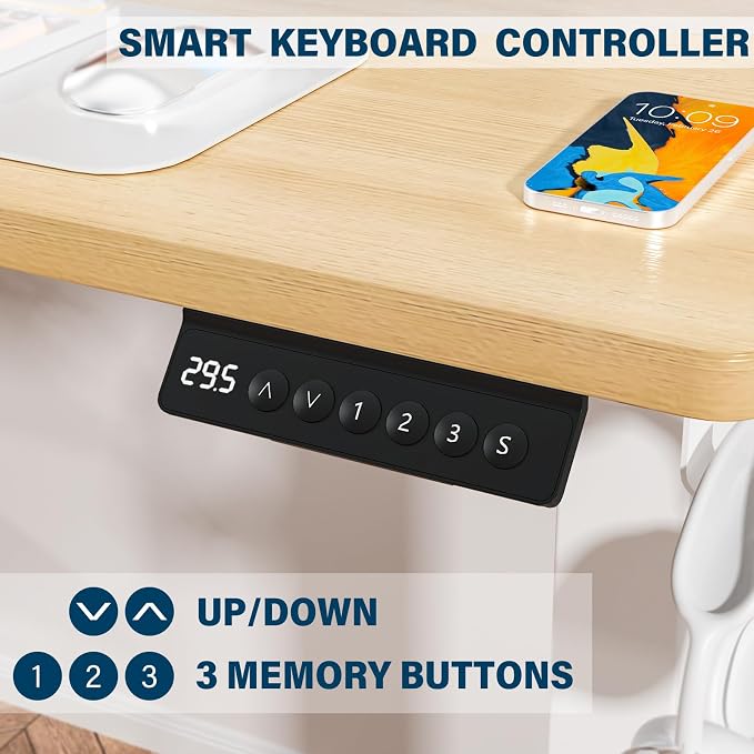 Kingant Standing Desk, 40x24 Inch Electric Height Adjustable Computer Desk | Ergonomic Small Sit Stand Desk Rising Desks for Home Office Stand Up Desk Computer Workstation with Cable Management - Image 5