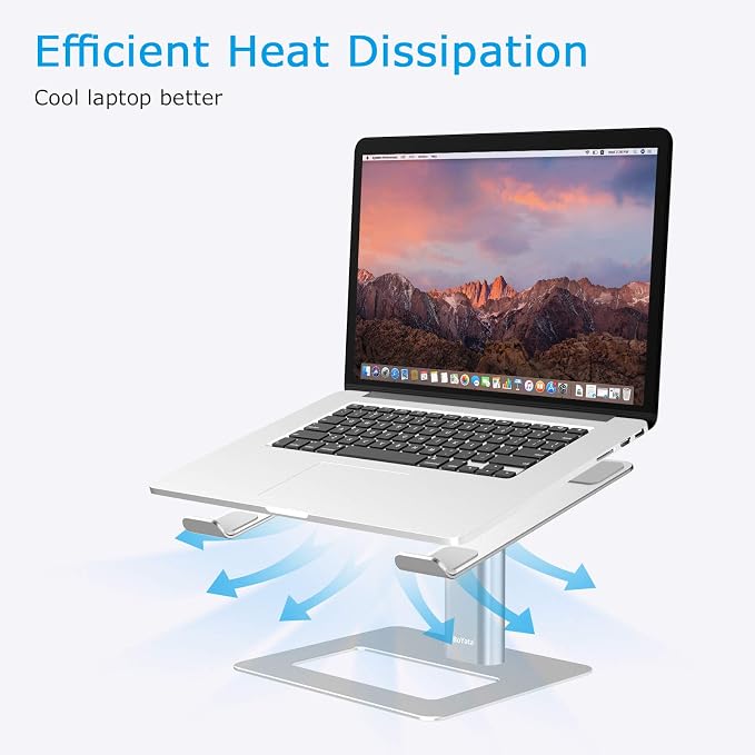 BoYata Laptop Stand, Height Adjustable Laptop Riser for 11-17" Laptops | Ergonomic Laptop Stand for Desk, Ventilated with U-Shaped Open Design, Sturdy Notebook Stand for 10-17'' Laptops, Silver - Image 5