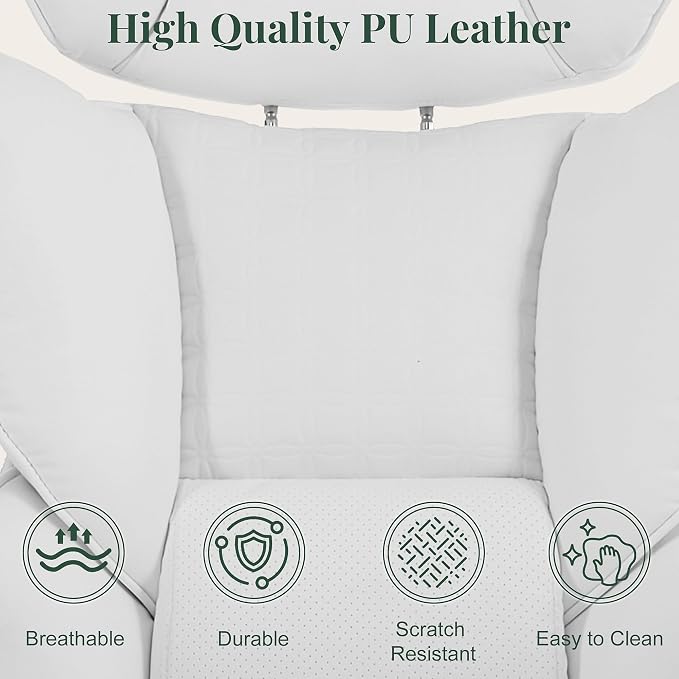 Big and Tall Office Chair 400 LBS, for Adults, Home Office | PU Leather, Executive Ergonomic Desk Chair with Footrest, Lumbar Support, Wide Seat ,Reclining, Adjustable Armrest, Beige - Image 7