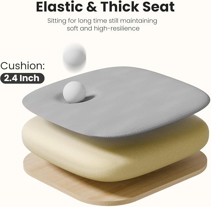 DUMOS Ergonomic Office Chair, Mid-Back Executive Desk Chair 2 Pack | Comfortable Lumbar Support, Breathable Backrest, Fixed Armrest, Height Adjustable, 360° Swivel, Computer Gaming, Grey - Image 6