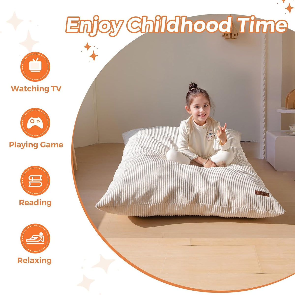 MAXYOYO 3 in 1 Kids Bean Bag Chair, Comfy Floor Sofa with Removed Cover - Image 5