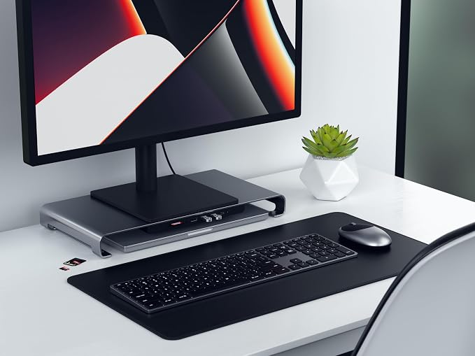 Satechi USB-C Hub Monitor Stand, 3 USB 3.0 Ports, For Desktop Computers | USB-C data port, micro/SD card readers, audio jack, for desktop computers, monitors, laptops - Image 7
