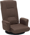 360° Swivel Floor Chair, Adjustable Reclining Floor Gaming Chair with Armrests, Linen Fabric Folding Lazy Sofa Chair, Multi-Position Floor Prayer Chair for Meditation Reading Napping, Brown by Urnodel