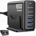 165W Charging Station, 6 Port Desktop Charger, 3 Ports 40W Black | Multi-Device Charger, 3 PD USB C 40W and 3 15W USB A, Compatible with iPhone, Galaxy, MacBook, Tablets, Home Office, Travel by Newdarren