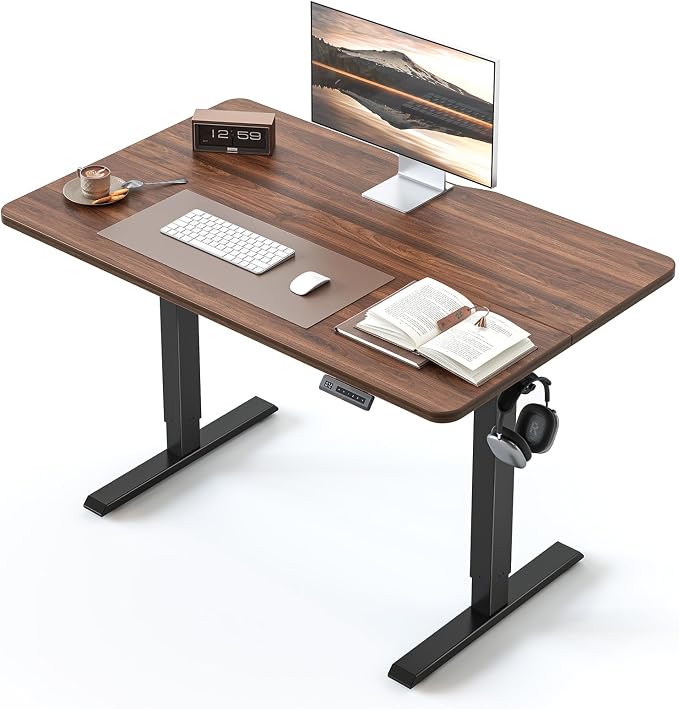 BANTI 40 × 24 Inches Standing Desk, Ergonomic, Electric Height Adjustable, Sit and Stand Up, Computer Office Desk with Splice Board, Black Frame/Black Walnut Top by Bantifurniture