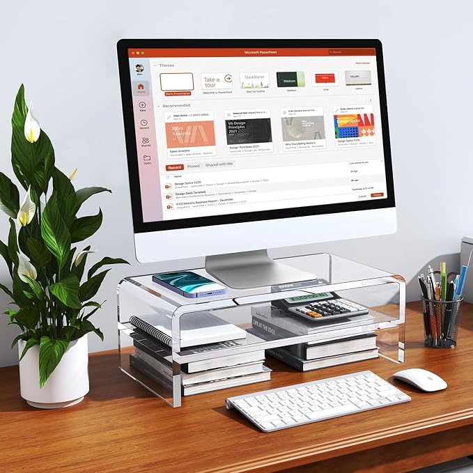 Egchi Acrylic Monitor Stand, 2 Tiers Clear Monitor Riser Computer Stand for Office, Home, Office, 5.12 Inches Hight PC Desk Stand for Keyboard Storage, Premium Platform for Laptop Printer TV Screen | for Office, Home, Office, PC Desk Stand for Keyboard... - Image 6