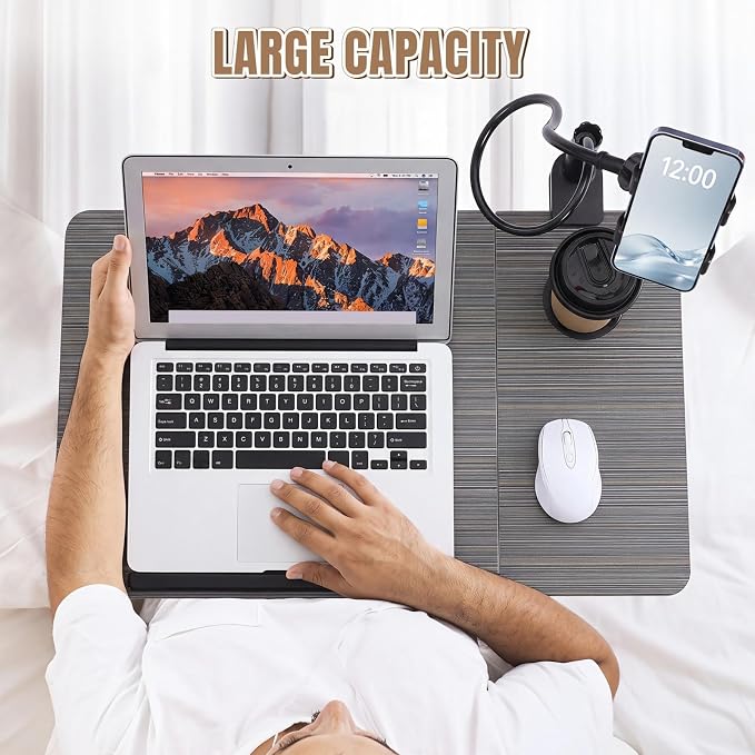 Nuanchu Black 2 Pcs 23.6 in Laptop Desk for Bed with Adjustable Stand, Lap Desks for Adults, Bed Tray with Drawer & Phone Holder, Dorm Room, College Dorm (7 Gears) - Image 6