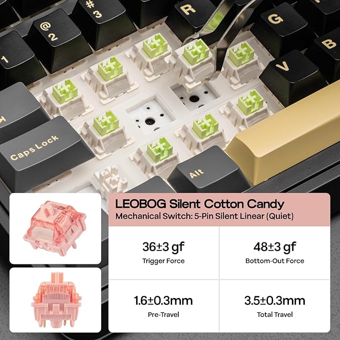 EPOMAKER X Aula EA75 MAX Wireless Gaming Keyboard with Screen & Knob | 5000mAh, Hot-Swap, Lubed Switches, RGB Backlit, Creamy Gasket, 75% Mechanical Keyboard (Black, Silent Cotton Candy Switch) - Image 5