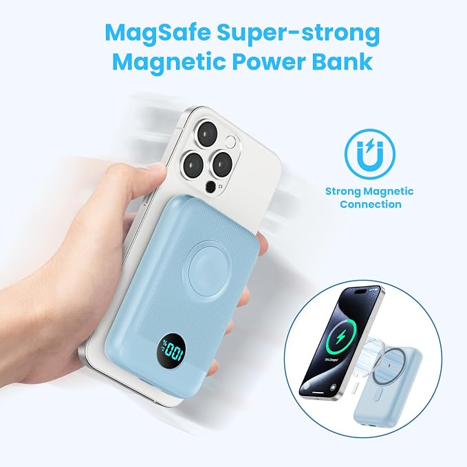 Magnetic Portable Charger with Apple-Watch Charger,10800mAh 25W PD Fast Charging Wireless Power Bank,4 Outputs Travel Essential for Magsafe Battery Pack Compatible with iPhone 17/16/15/14/13/12 Series - Image 5