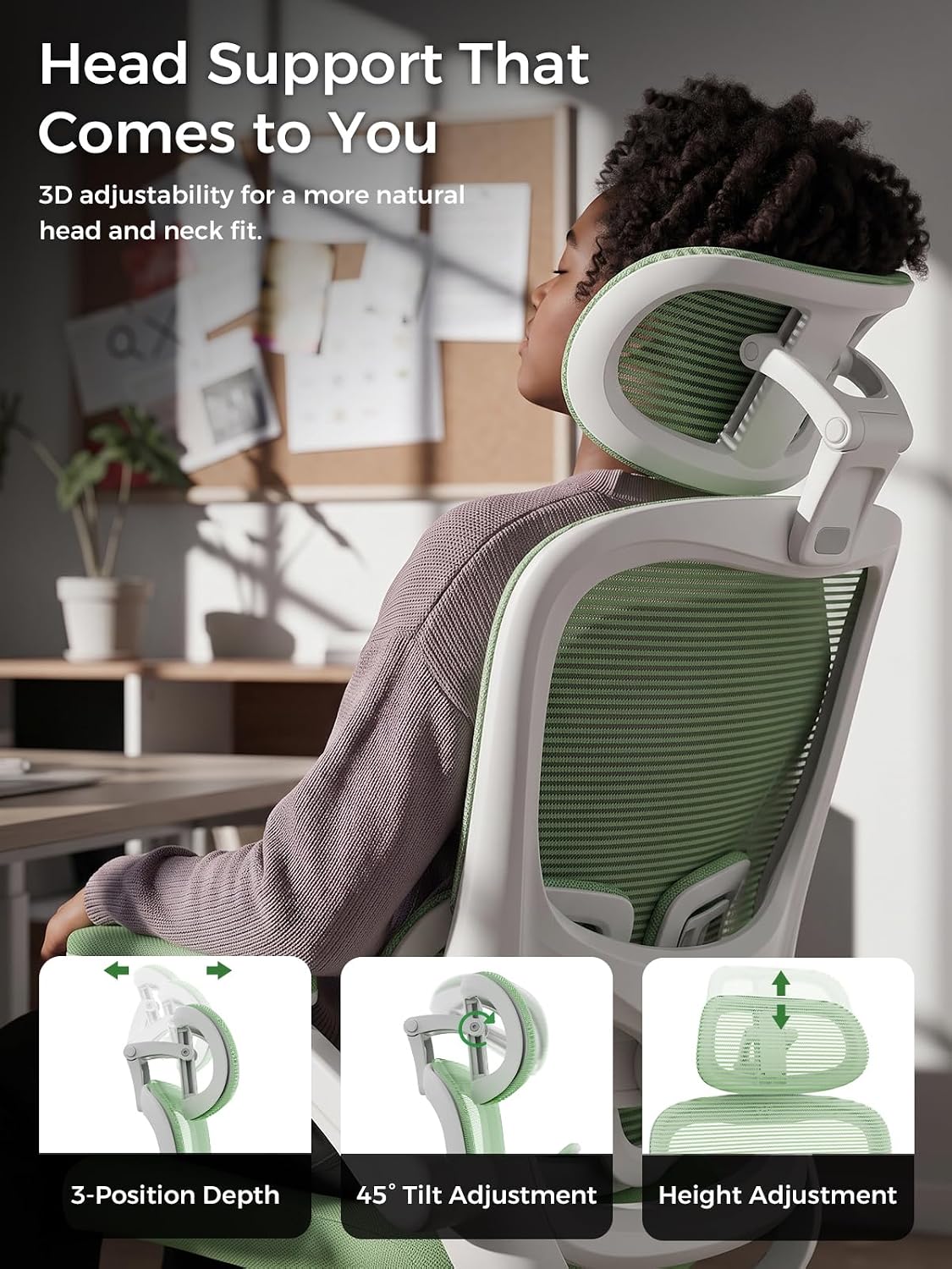 Ergonomic Office Desk Chair, Adjustable Dual Lumbar Support & Thick Seat - Image 6