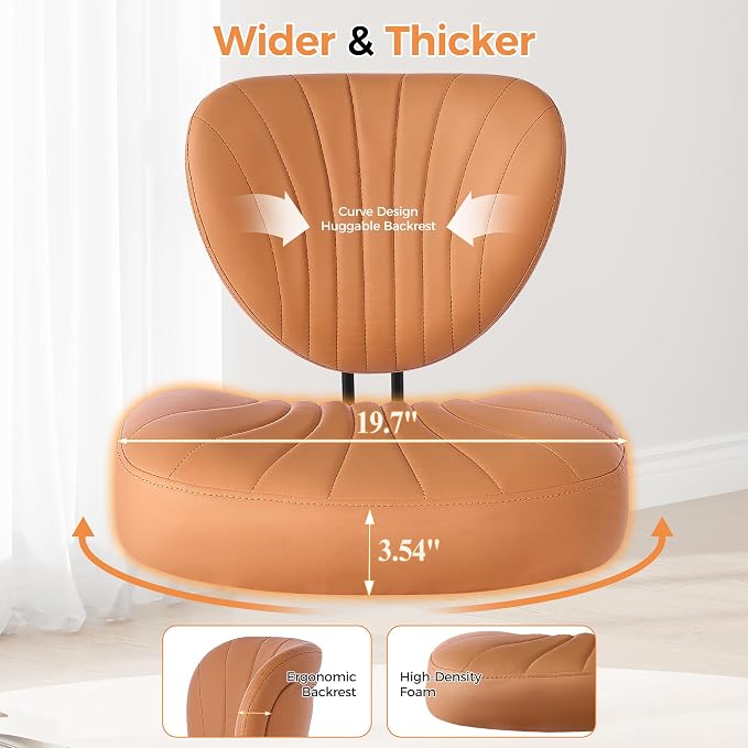 Cross Legged Office Chair,Ergonomic Criss Cross Chair with Wheels BPY01Z | 360° Swivel Height-Adjustable Meditation Chair for Yoga & ADHD, Wide Kneeling Chair with Strong Lumbar Support (Brown) - Image 3