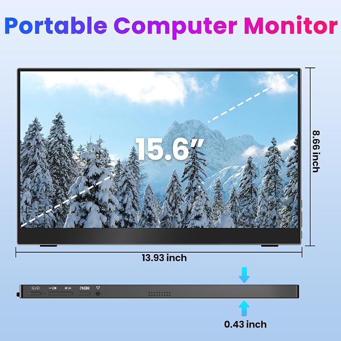 Upperizon Portable Monitor 15.6 inch 4K UHD 3840X2160 144% sRGB 60Hz HDR HDMI USB-C Travel Monitor for Laptop MacBook PC Surface PS5 Xbox, External Display with Full Cover & Speakers, VESA Compatible - Image 8