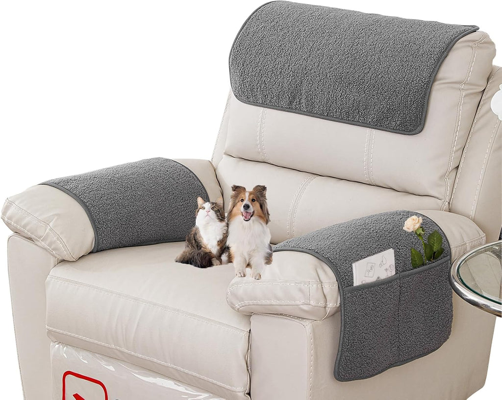 Armrest Covers for Recliner set of 3 Couch Arm Covers with Pockets for Sofa by Obliqwin