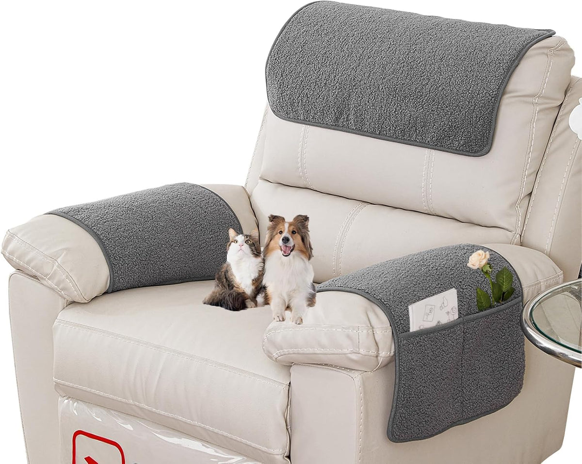Armrest Covers for Recliner set of 3 Couch Arm Covers with Pockets for Sofa by Obliqwin