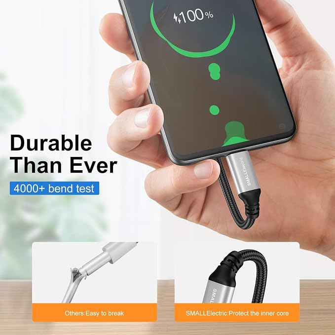 USB to USB C Cable 3FT 5 Pack, Type C Fast Charger Cord | 3A braided USB A to C charging cords for iPhone 17 16 15, car, office, Samsung Galaxy, LG and Type C devices.(Silver) - Image 2