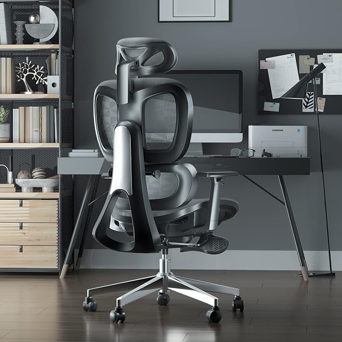 Ergonomic Office Chair with Footrest, Big and Tall Desk Chair with Adjustable Lumbar Support, Seat Depth & 3D Armrests, High Back Mesh Computer Chair for Home Office, Black - Image 2