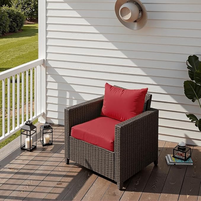 PatioGlow Outdoor Seat Cushion Set 24 x 24 x 4 Inch, Waterproof & Fade Resistant Patio Furniture Cushions with Removable Cover and Ties, Thick Deep Seating Pads for Outside Chair Sofa Couch, Red - Image 6
