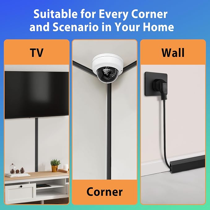 66in Cord Covers for Wires on Wall, Black Wall Cord Hider Hide Cords | Wire Covers for Cords Kit, TV Cable Hider Wall Kit, Easy to Install Cord Cover, Cable Management Wall 4XL16.5inW0.86inH0.43in - Image 6