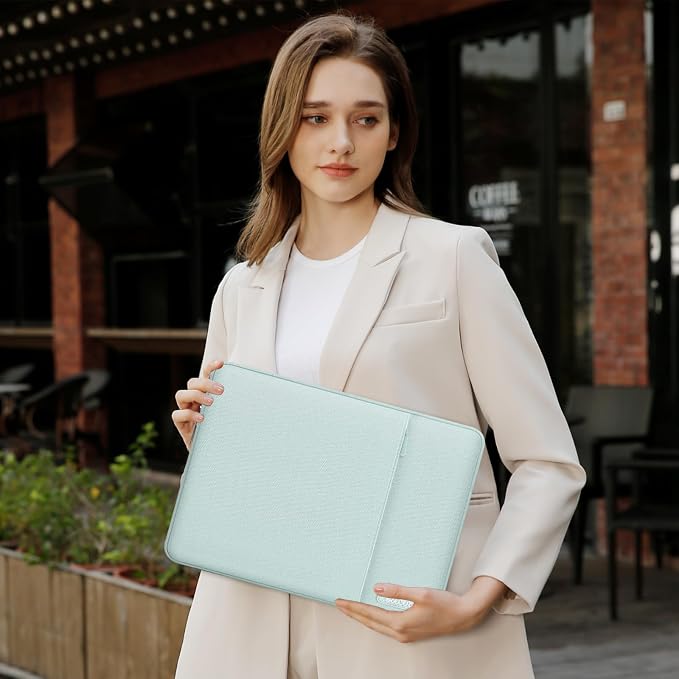 MOSISO Laptop Case 16 inch, 15-15.6 inch Laptop Sleeve Bag with Pocket | Compatible with MacBook Pro 16 M5 M4 M3 M2 M1, HP Acer Dell Lenovo ASUS, Polyester Vertical Computer Bag, Mint Green - Image 6