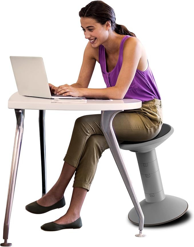 Storex Active Tilt Stool – Ergonomic Seating for Flexible Office Space and Standing Desks, Adjustable 12-24 Inch Height, Gray (00322U01C) - Image 15