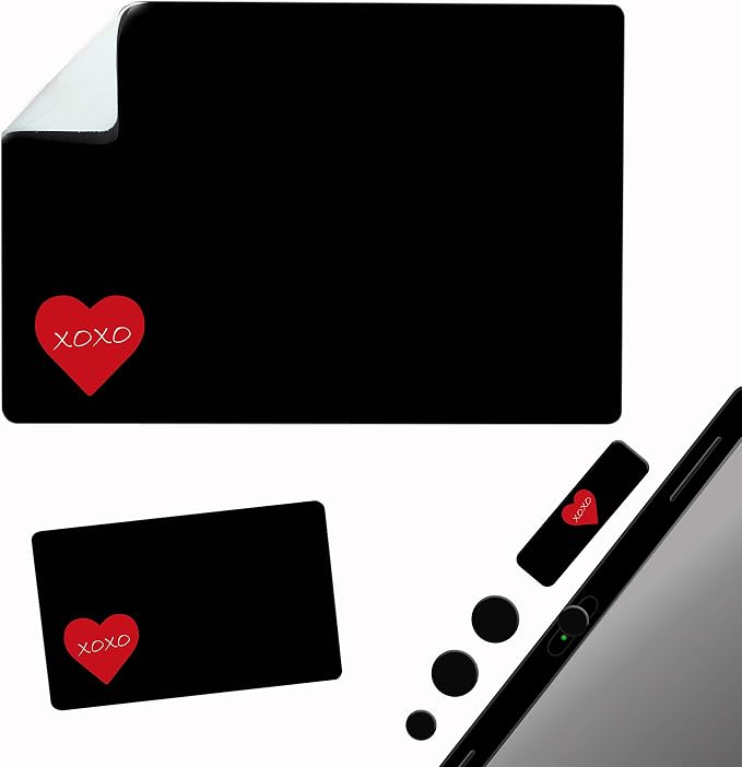 Mouse Pad Adhesive Bottom - Sticks to Any Surface - Portable - Webcam Covers and Screen Cleaner Included (Heart XOXO) by GeckoTravelTech
