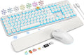Wireless Keyboard and Mouse Backlit - Typewriter, Magnetic Wrist Rest | Retro Round Keys, Light Up Letters, 2.4GHz Cordless Combo for Mac, Windows, PC, Laptop, Trueque CK23Pro [Upgraded] by Trueque